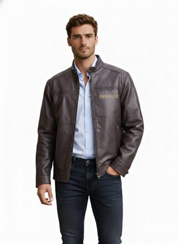 AVIATOR PRIME BROWN LEATHER JACKET